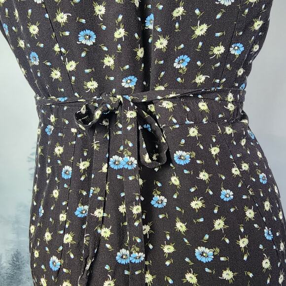 J.Crew Mercantile Easy Wrap Black Daisy Midi Dress | Women's Small - Picture 10 of 13